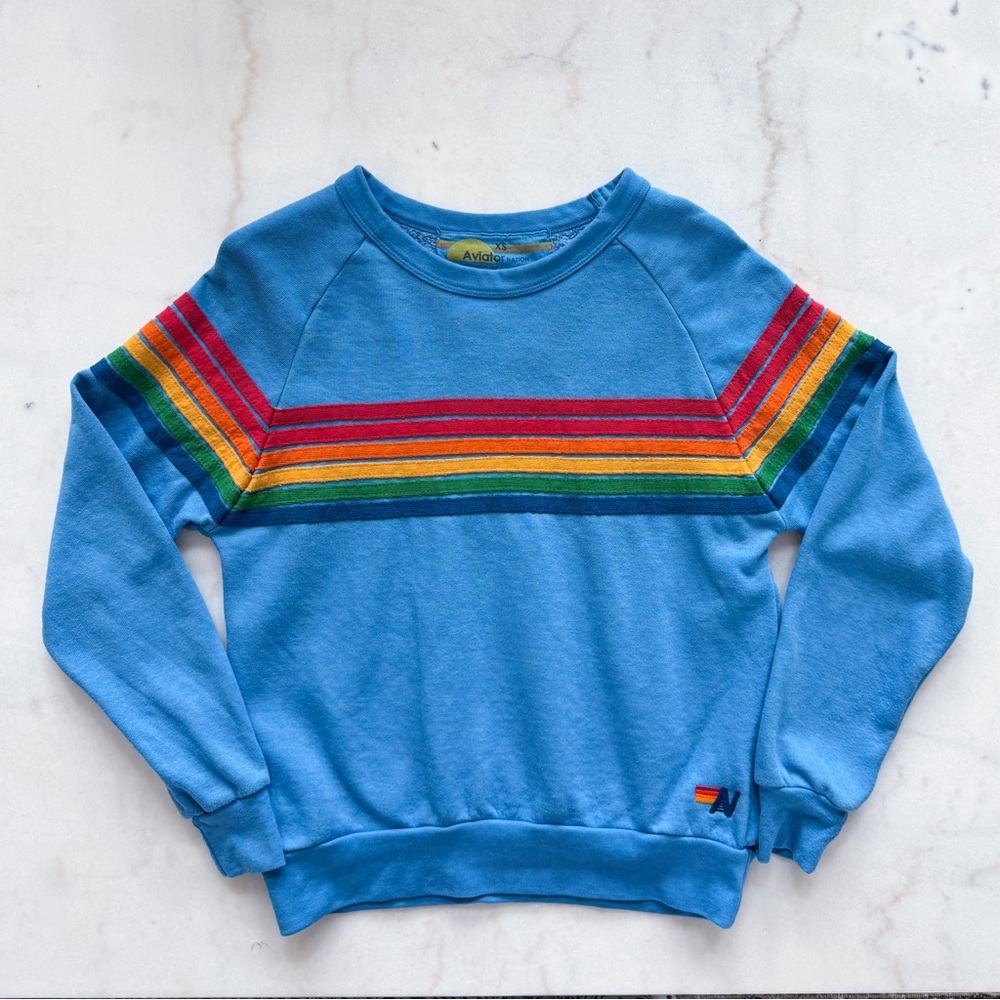 Aviator Nation Blue Crewnevk Sweatshirt UNISEX Size XS